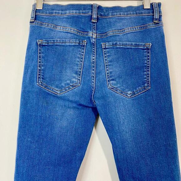 Free People Women's Distressed Ankle High Rise Jeans Medium Blue Wash 25R EUC - Picture 7 of 8